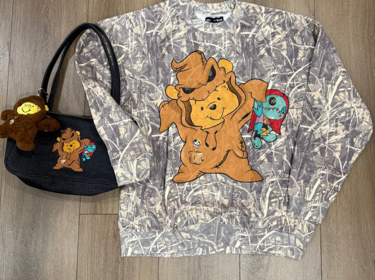 Brown Monster Dark Camo Crewneck Sweater (Adult Unisex)