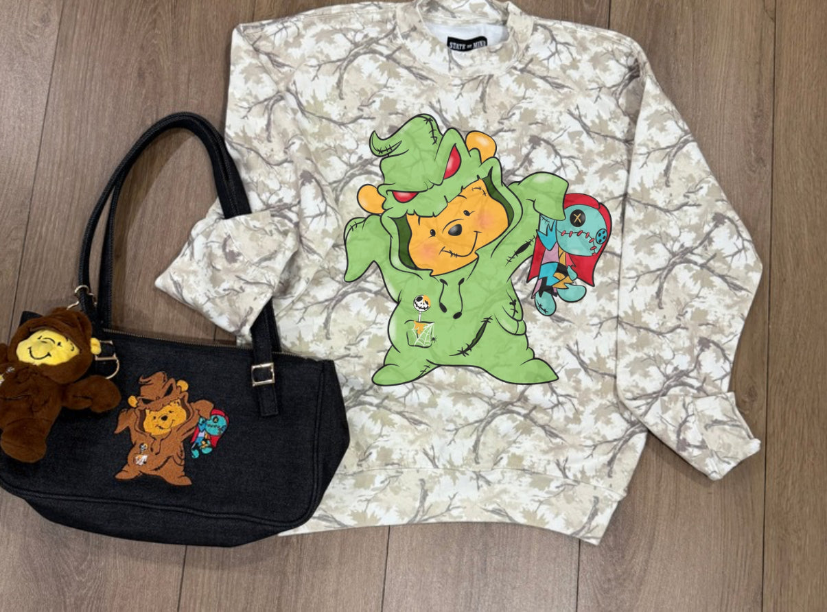Green Monster Light Camo Crewneck Sweater (Adult Unisex)